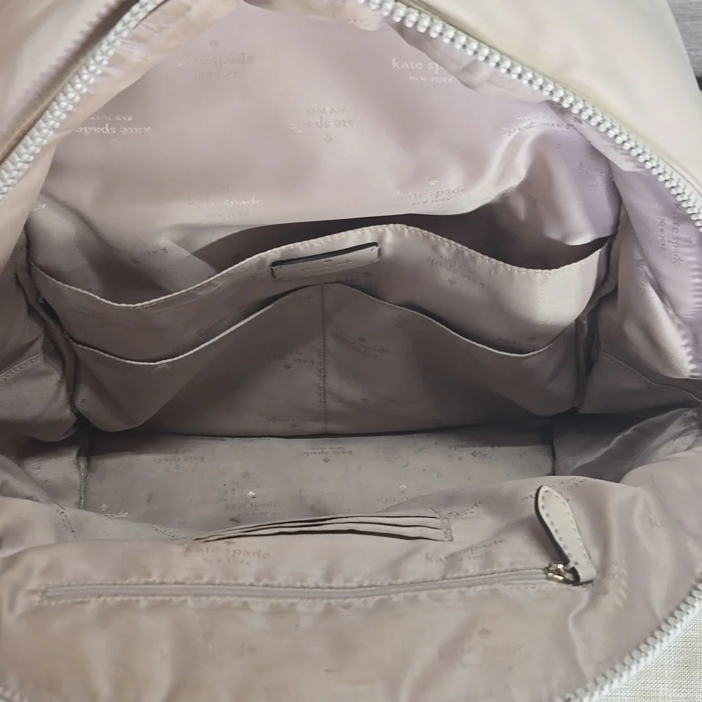 Kate Spade Ella Ksnyl Puffy Warm Beige Padded Nylon Backpack
